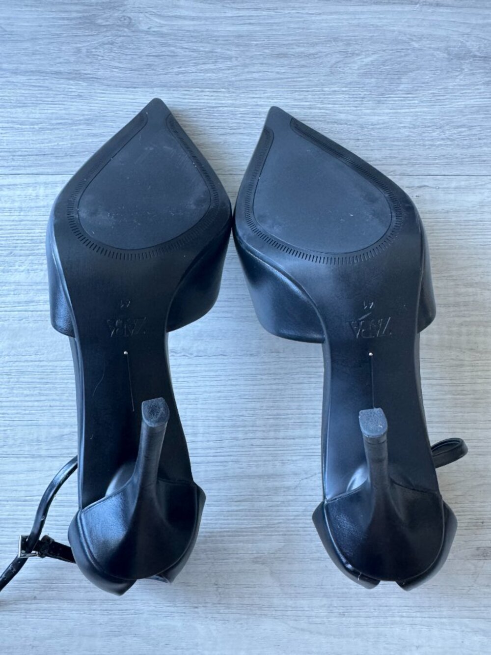 ZARA Black Slingback Ankle Strap Heels Pointed Toe Stiletto NWOT EU 41 / US 10 - Picture 7 of 11